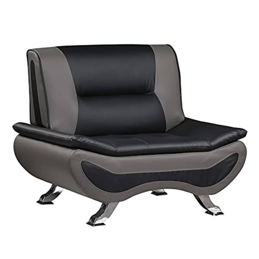 Lexicon Veloce Faux Leather Accent Chair in Black and Gray for $294