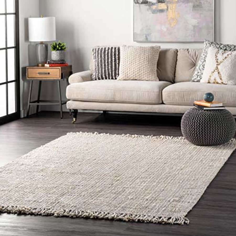 nuLOOM Natura Collection Chunky Loop Jute Area Rug, 5' x 7' 6", Off-white for $120