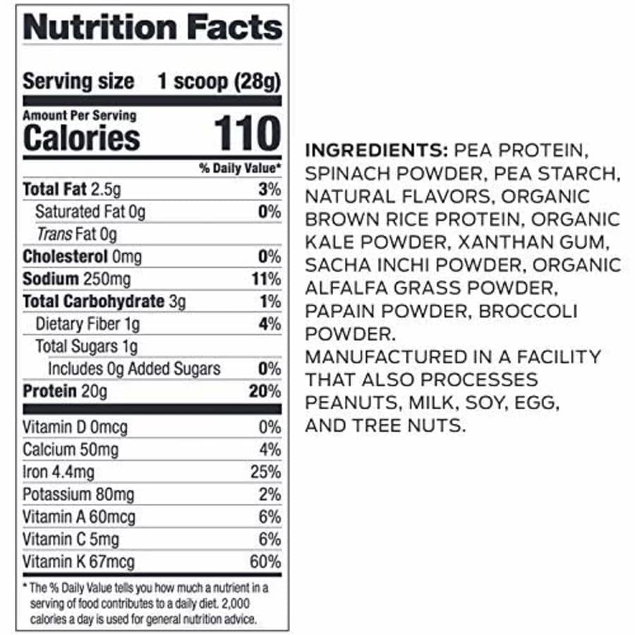 Vega Protein and Greens, Plain Unflavored, Plant Based Protein Powder Plus Veggies - Vegan Protein for $32