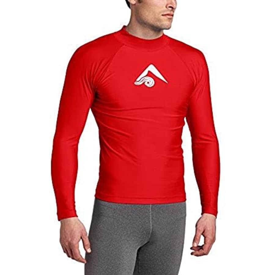 Kanu Surf Men's Long Sleeve Platinum UPF 50+ Rashguard, Red, X-Large for $25