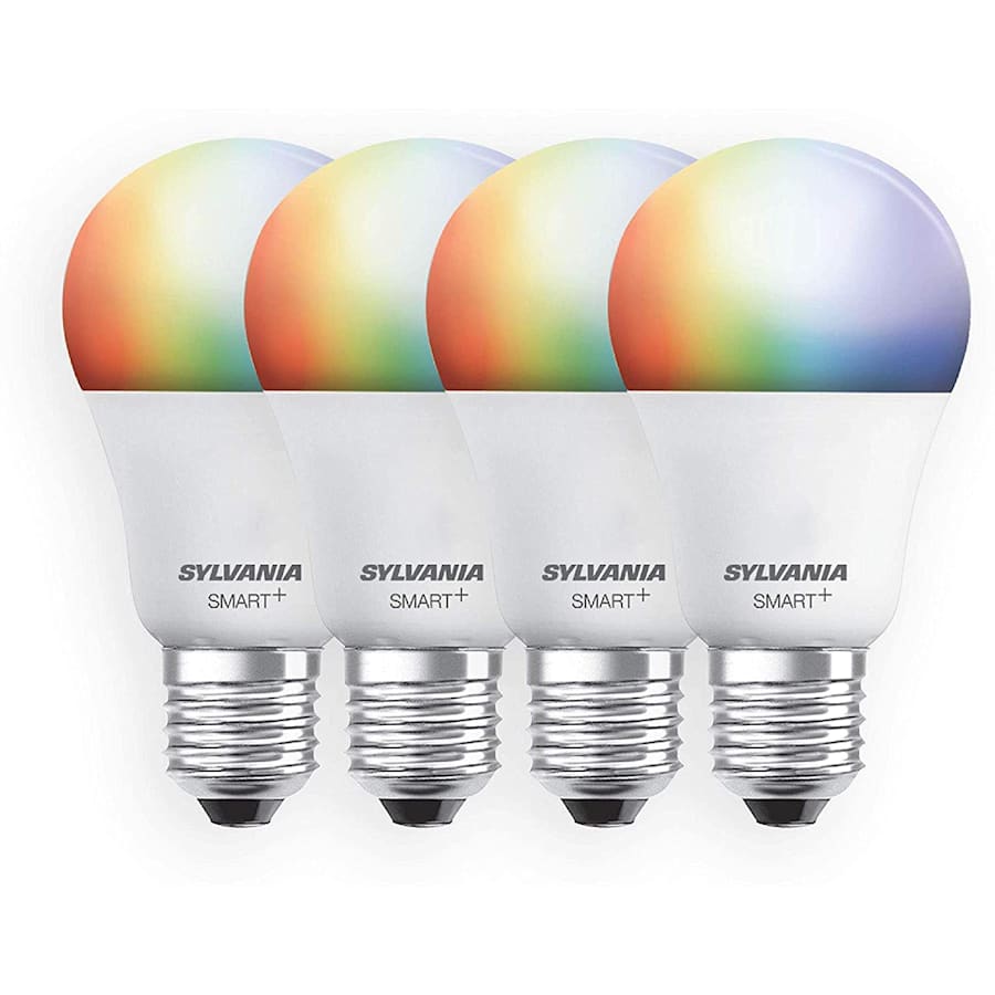 Sylvania Smart+ Wi-Fi Full Color Dimmable A19 LED Light Bulb 4-Pack for $24 Sylvania Smart+ Wi-Fi Full Color Dimmable A19 LED Light Bulb 4-Pack for $24