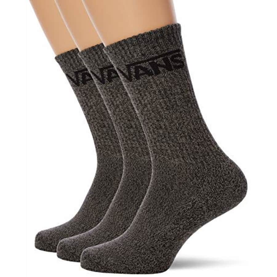Vans Classic Crew (3 Pack) Socks Black Heather Mens Large (9-12) for $31
