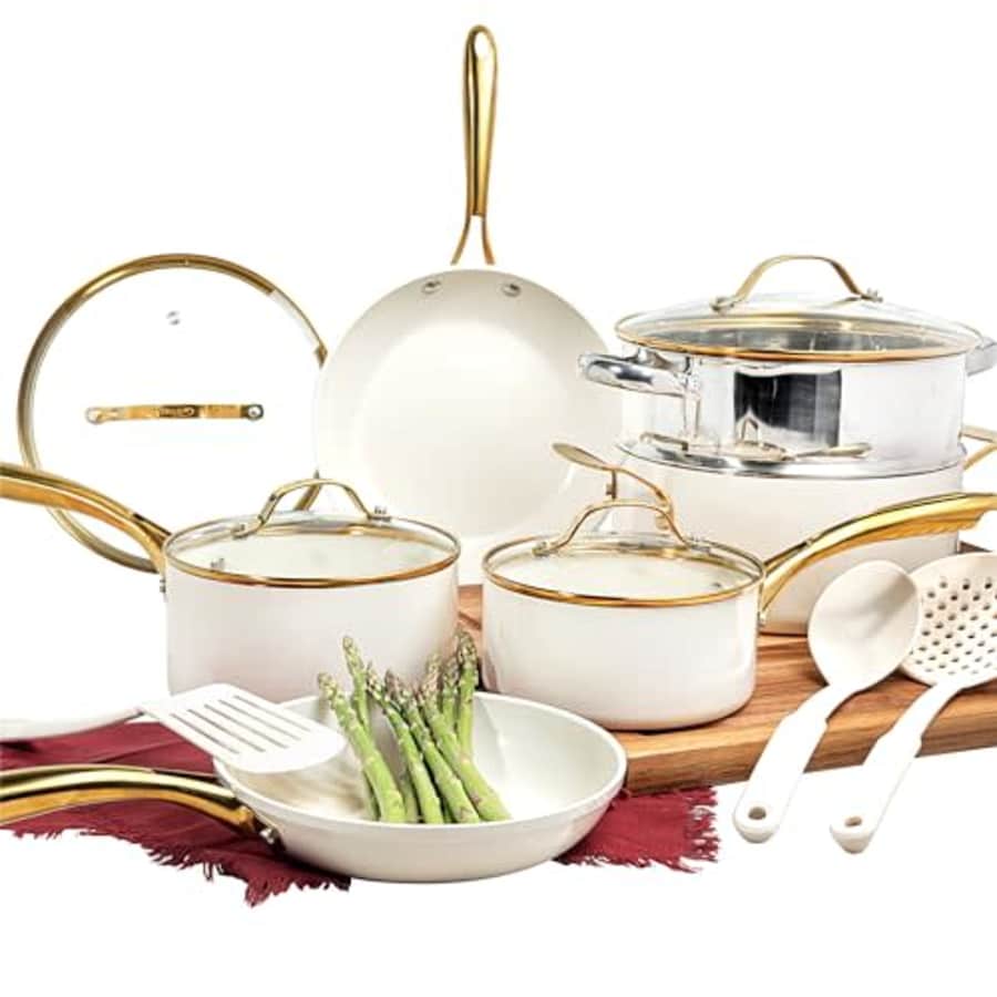 Gotham Steel 15 Pc Pots and Pans Set Non Stick Cookware Set, Pot and Pan Set, Kitchen Cookware for $100 Gotham Steel 15 Pc Pots and Pans Set Non Stick Cookware Set, Pot and Pan Set, Kitchen Cookware for $100