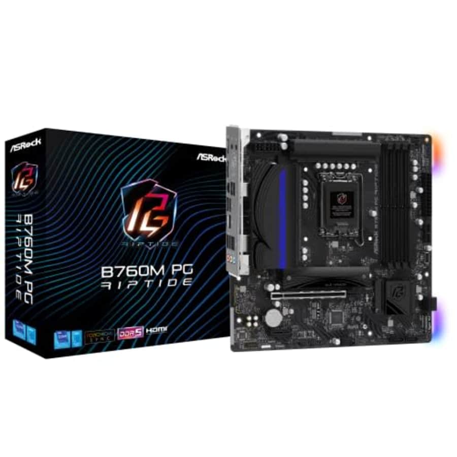 ASRock B760M PG Riptide Intel 12th & 13th Generation CPU (LGA1700) B760 Chipset, DDR5 Micro ATX for $130