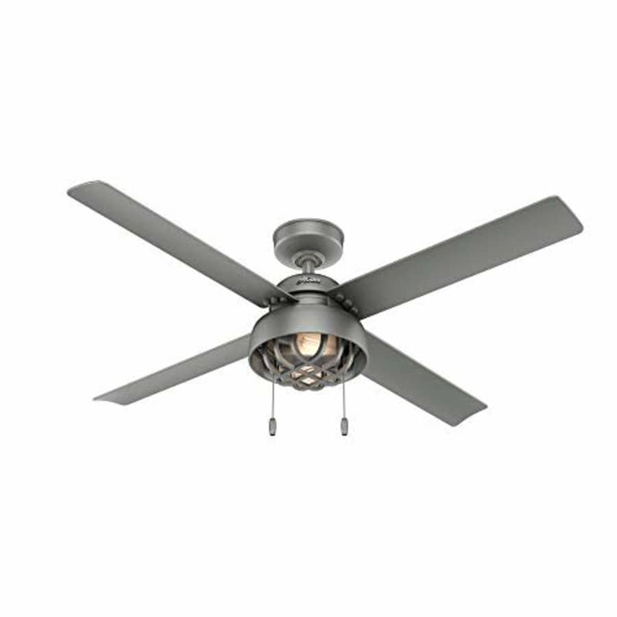 Hunter Fan Hunter Spring Mill Indoor / Outdoor Ceiling Fan with LED Lights and Pull Chain Control, 52", Matte for $130