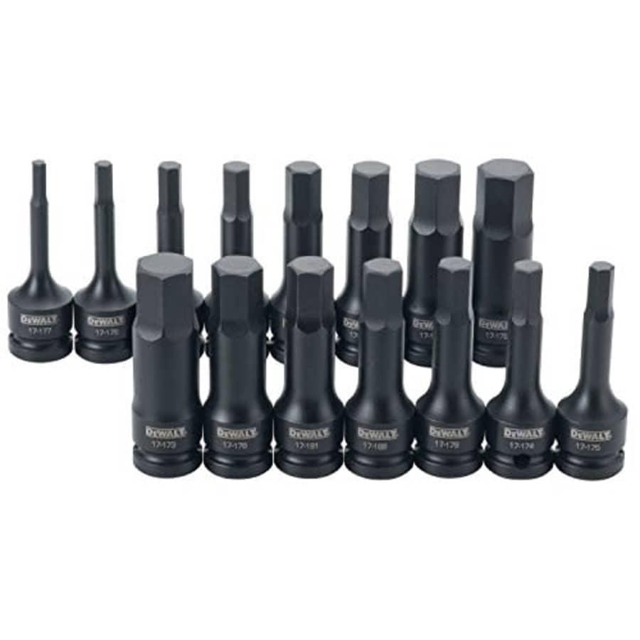 DEWALT Impact Socket Set, SAE/MM, Hex, 1/2-Inch Drive, 15-Piece (DWMT19233) for $120
