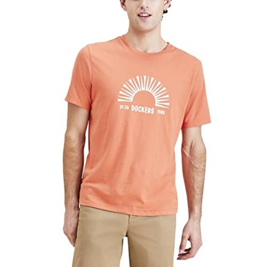 Dockers Men's Slim Fit Short Sleeve Graphic Tee Shirt, (New) Dusted Clay Orange-Sun Surf, X-Large for $10