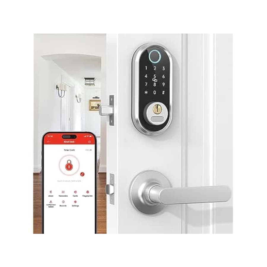 Smart Fingerprint Front Door Lock Set for $76
