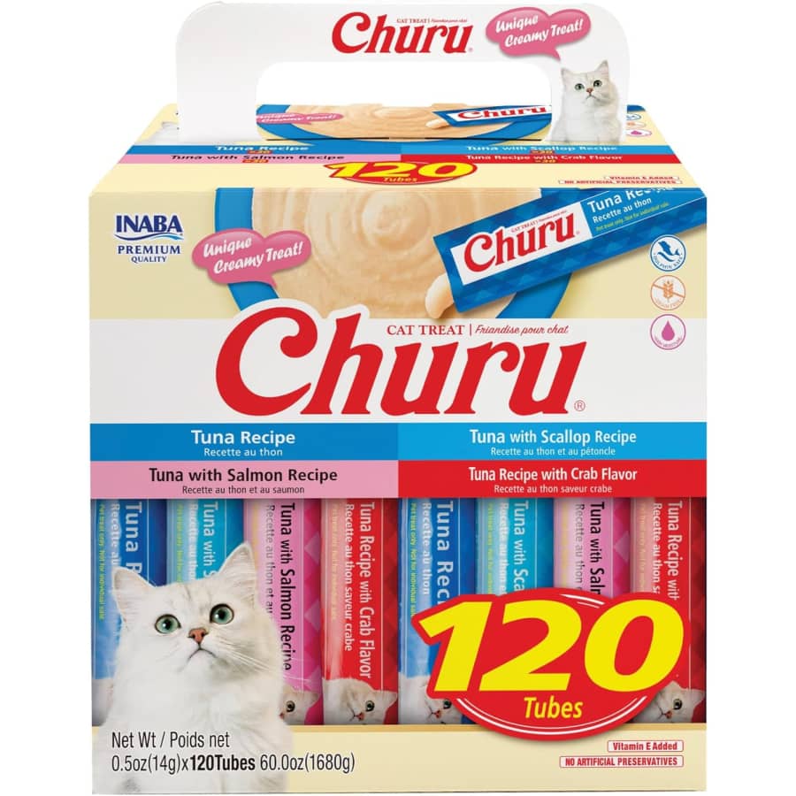 Inaba Churu Cat Treats Purée Tubes 120-Count for $40 Inaba Churu Cat Treats Purée Tubes 120-Count for $40