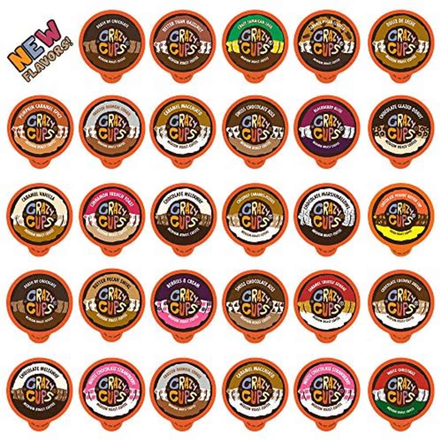 Crazy Cups Flavored Coffee in Single Serve Coffee Pods - Flavor Coffee Variety Pack for Keurig K Cups Machine for $27 Crazy Cups Flavored Coffee in Single Serve Coffee Pods - Flavor Coffee Variety Pack for Keurig K Cups Machine for $27