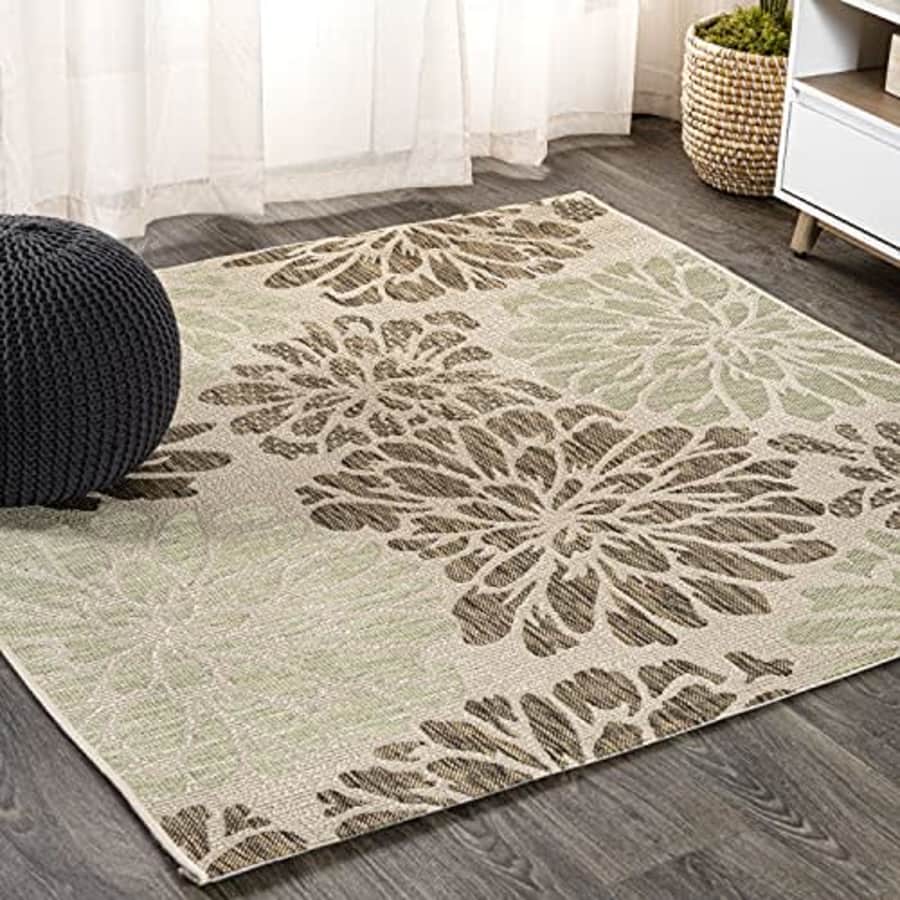 JONATHAN Y SMB110A-6SQ Zinnia Modern Floral Textured Weave Indoor Outdoor -Area Rug Bohemian for $80