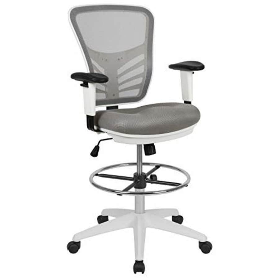 Flash Furniture Mid-Back Light Gray Mesh Ergonomic Drafting Chair with Adjustable Chrome Foot Ring, for $154 Flash Furniture Mid-Back Light Gray Mesh Ergonomic Drafting Chair with Adjustable Chrome Foot Ring, for $154