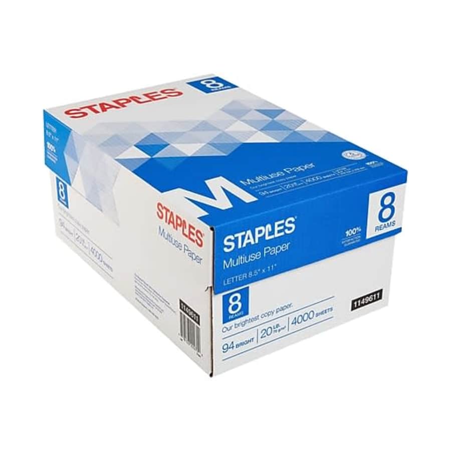 Staples Multiuse Copy Paper 8-Ream Case for $25 Staples Multiuse Copy Paper 8-Ream Case for $25