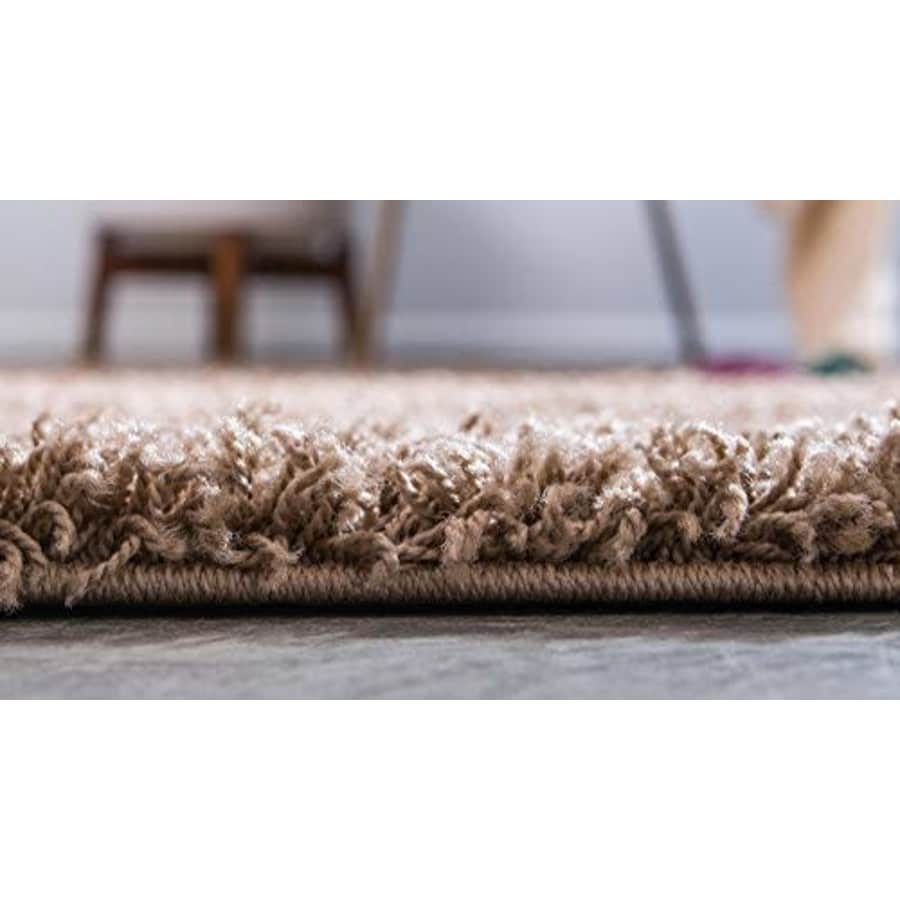 Unique Loom Solo Solid Shag Collection Modern Plush Sandy Brown Runner Rug (2' 6 x 10' 0) for $38