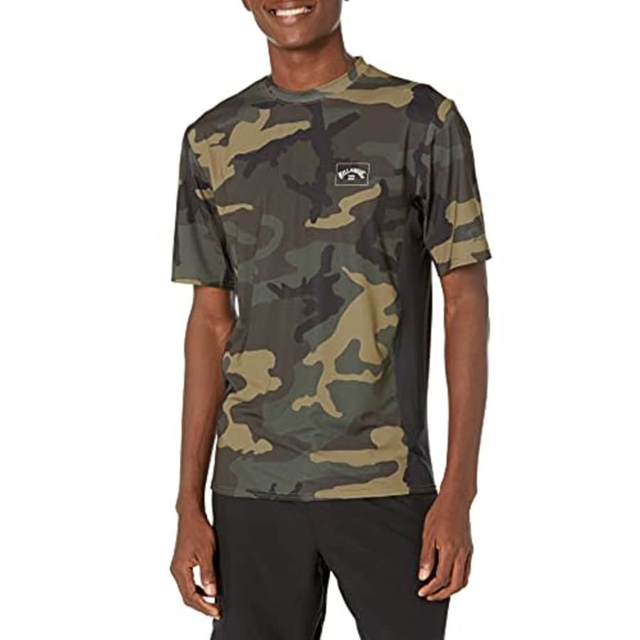Billabong Men's Standard Loose Fit Short Sleeve Rashgaurd, Camo Arch Mesh, Small for $36