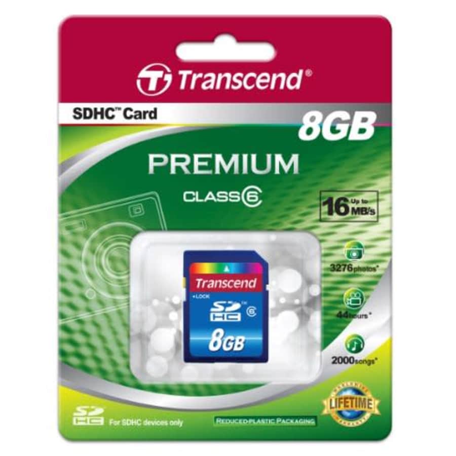 Transcend 8 GB Class 6 SDHC Flash Memory Card TS8GSDHC6 for $11 Transcend 8 GB Class 6 SDHC Flash Memory Card TS8GSDHC6 for $11