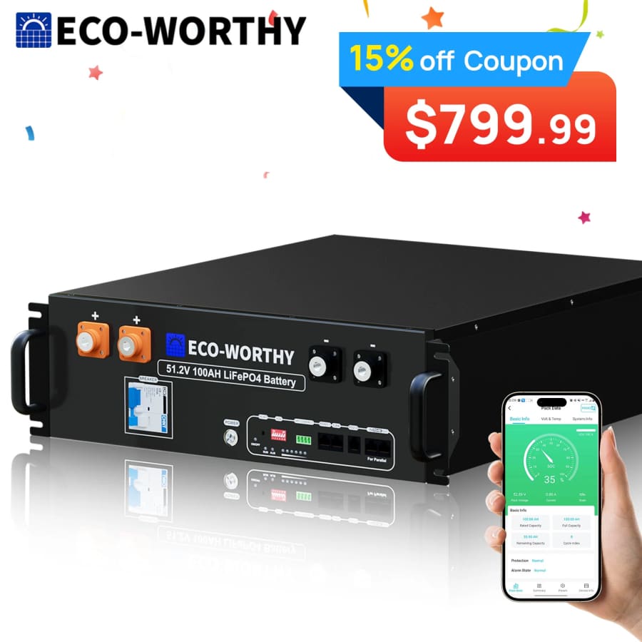 Eco-Worthy 48V 100AH LiFePO4 Lithium Server Rack Battery for $800