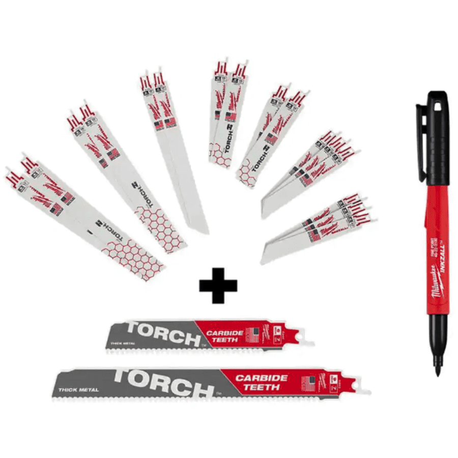 Milwaukee Sawzall Metall Cutting Reciprocating Saw Blade Set w/ Carbide Blades & Inkzall Marker for $25 Milwaukee Sawzall Metall Cutting Reciprocating Saw Blade Set w/ Carbide Blades & Inkzall Marker for $25