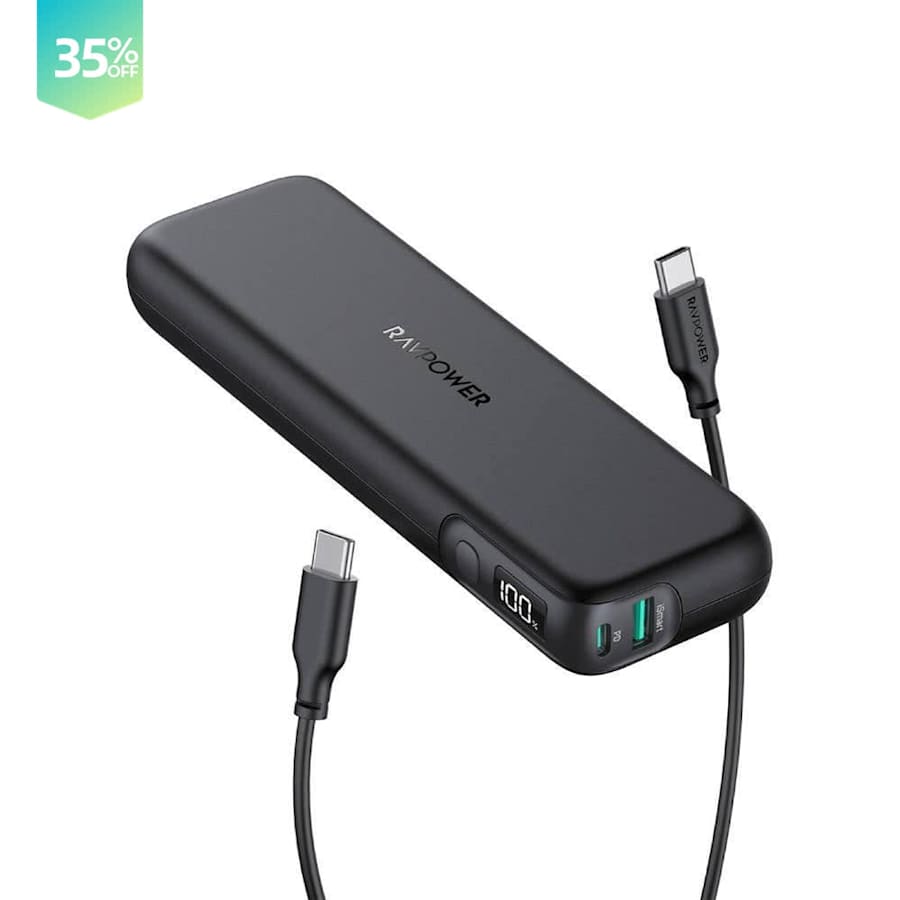 RAVPower PD Pioneer 15000mAh 18W Portable Charger USB-C Power Bank for $20