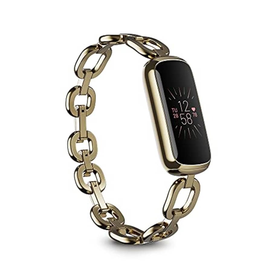 Fitbit Luxe Special Edition Fitness and Wellness Tracker, Gorjana Soft Gold Stainless Steel Parker for $200 Fitbit Luxe Special Edition Fitness and Wellness Tracker, Gorjana Soft Gold Stainless Steel Parker for $200