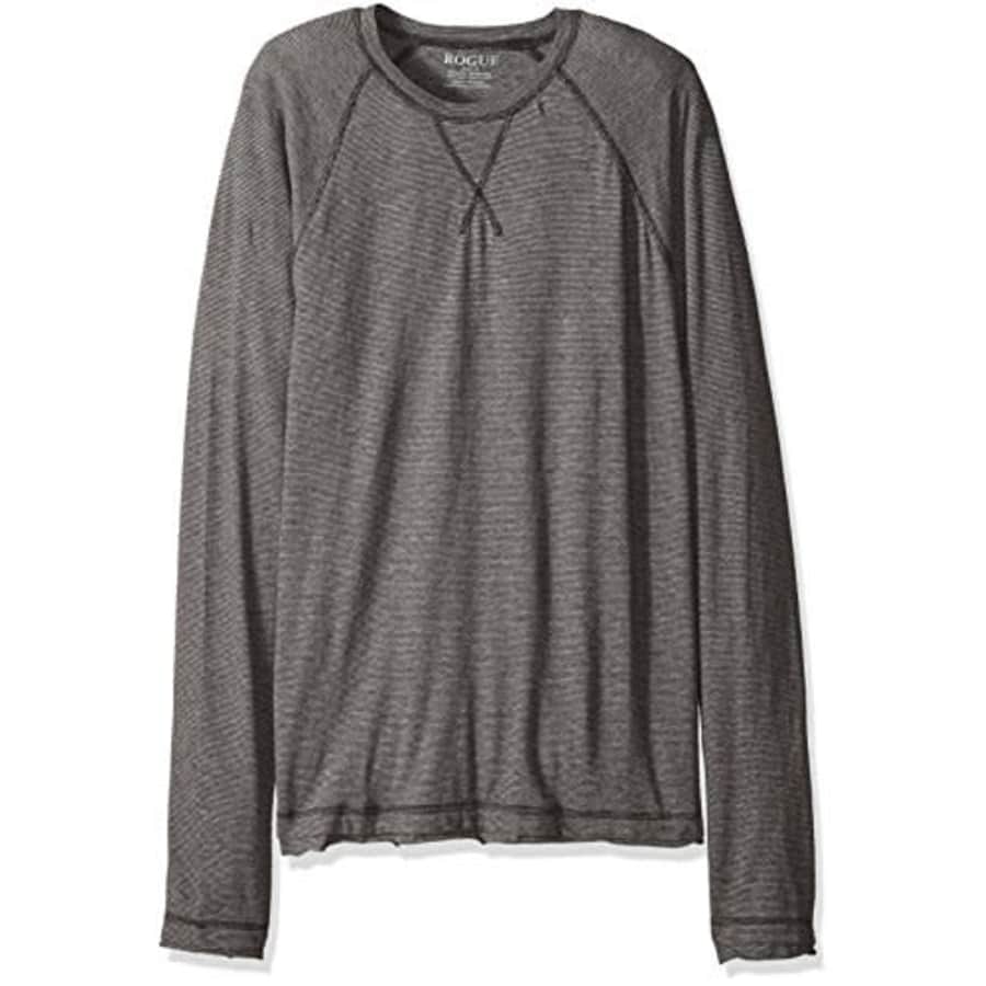 ROGUE Men's Long Sleeve Striped T-Shirt, Black/Charcoal, Large for $13