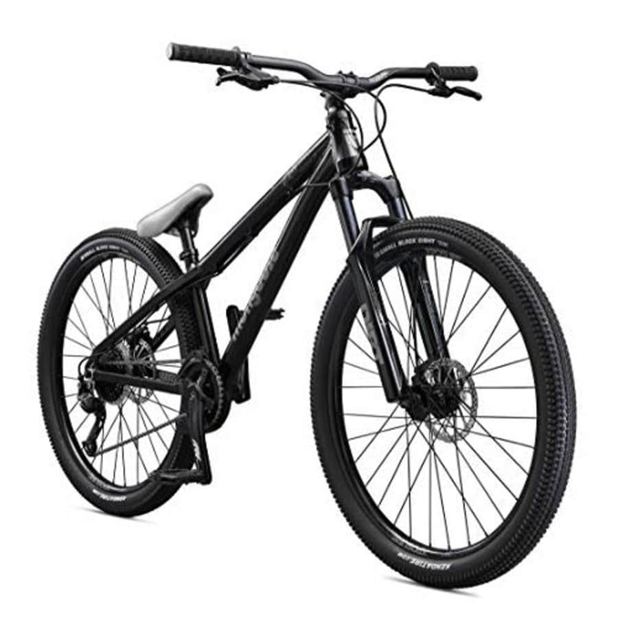 Mongoose Fireball Dirt Jump Mountain Bike, 26-Inch Wheels, Mechanical Disc Brakes, Black for $815