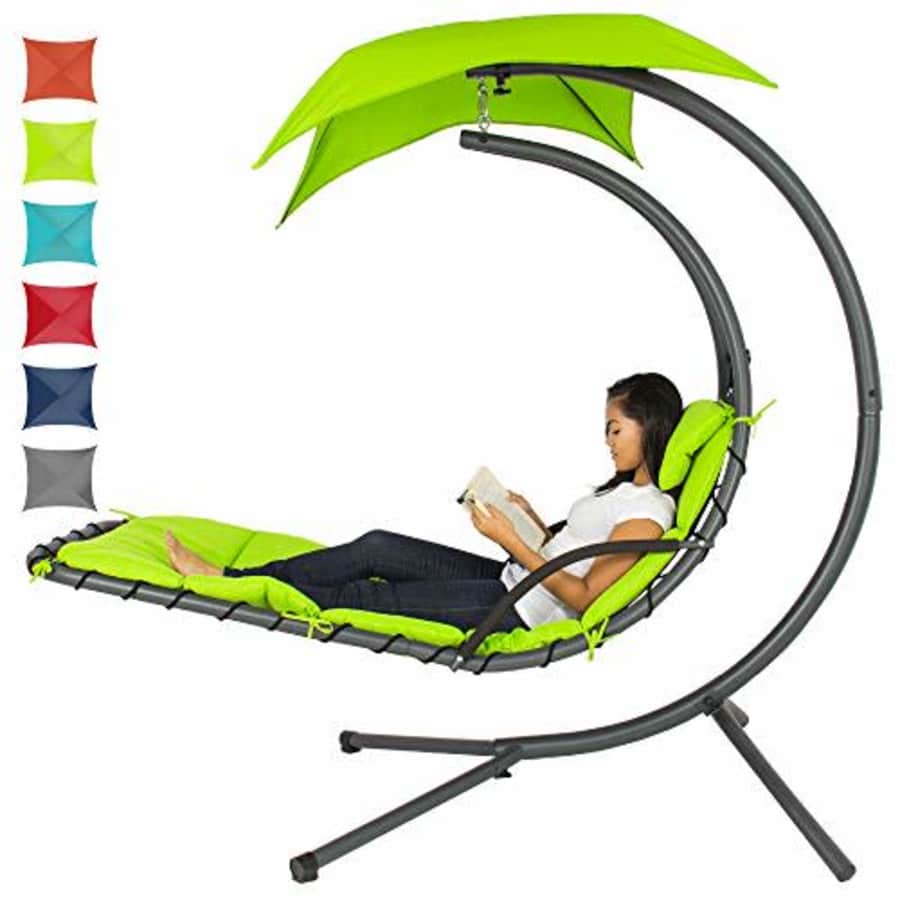 Best Choice Products Outdoor Hanging Curved Chaise Lounge Chair Swing for Backyard, Patio w/ for $300 Best Choice Products Outdoor Hanging Curved Chaise Lounge Chair Swing for Backyard, Patio w/ for $300