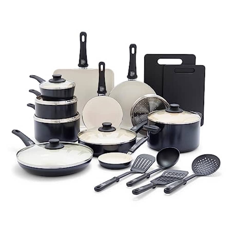 GreenLife Soft Grip Healthy Ceramic Nonstick 23 Piece Kitchen Cookware Pots and Frying Sauce Saute for $126