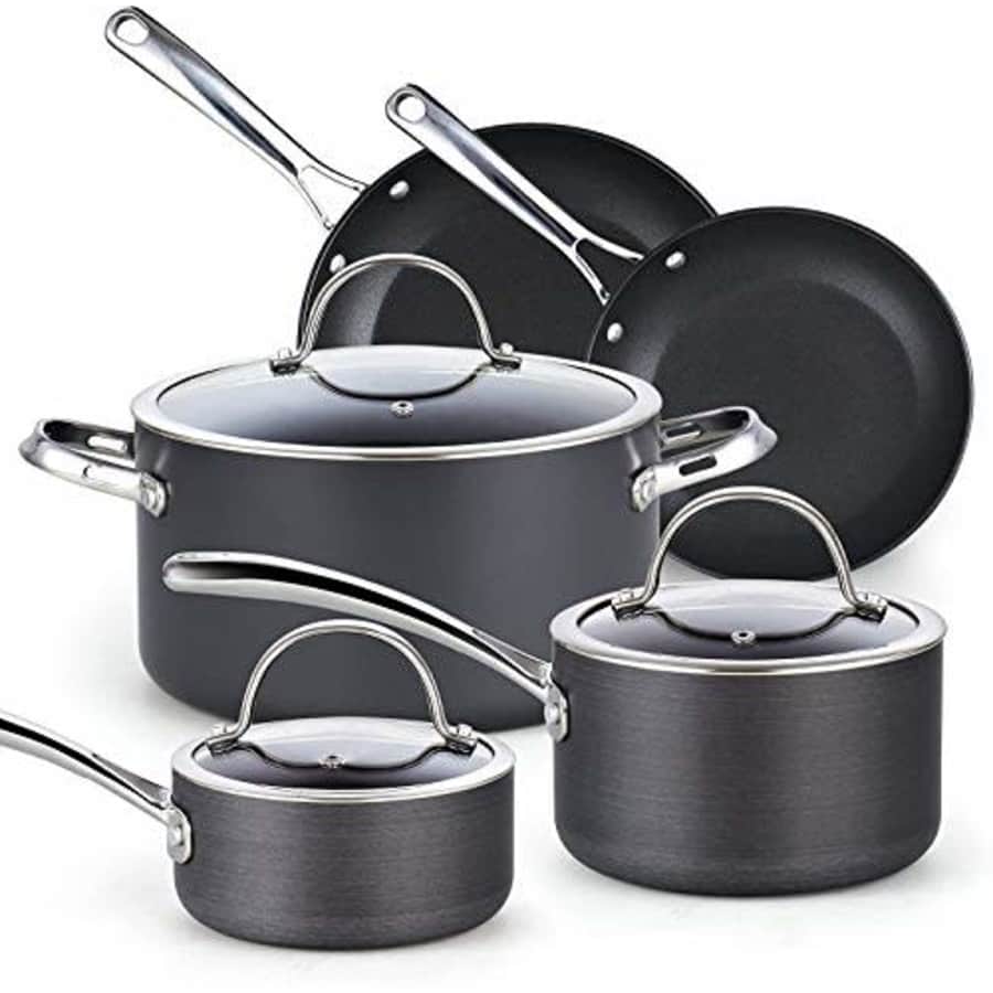 Cooks Standard Nonstick Hard Anodized Cookware Set, 8 Piece, Black for $87