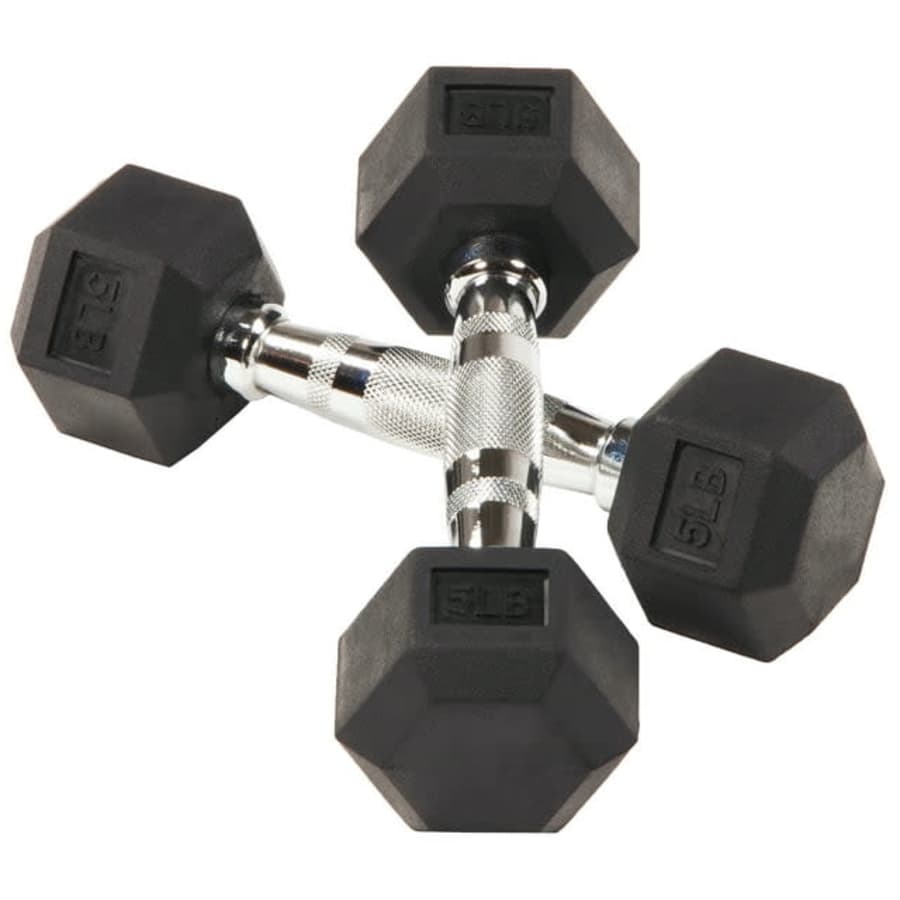 BalanceFrom Rubber Encased Hex Dumbbells for $15