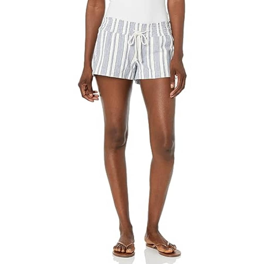 Roxy Women's Oceanside Yarn Dye Shorts, Mood Indigo Beachside Stripe 233, Large for $65