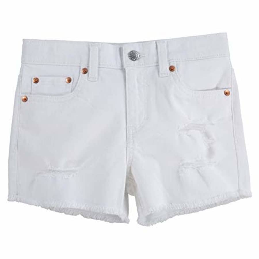 Levi's Girls' Denim Shorty Shorts_Discontinued, White, 6 for $18