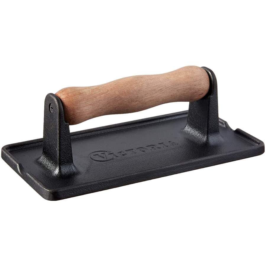 Victoria Cast Iron Grill Press for $19