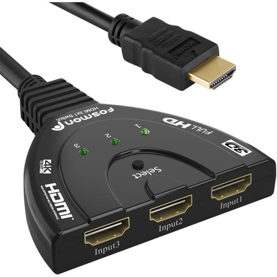 Fosmon 3-Port 4K HDMI Switch: $8.98