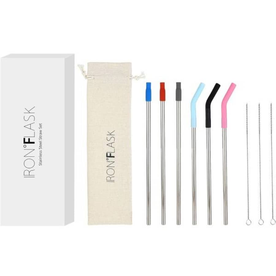 Iron Flask 10-Piece Reusable Straws Set for $6