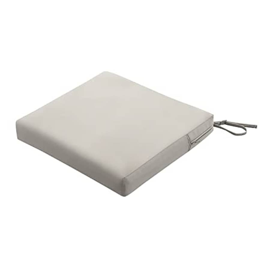 Classic Accessories Ravenna Water-Resistant 21 x 21 x 3 Inch Patio Seat Cushion, Mushroom, Chair for $52 Classic Accessories Ravenna Water-Resistant 21 x 21 x 3 Inch Patio Seat Cushion, Mushroom, Chair for $52