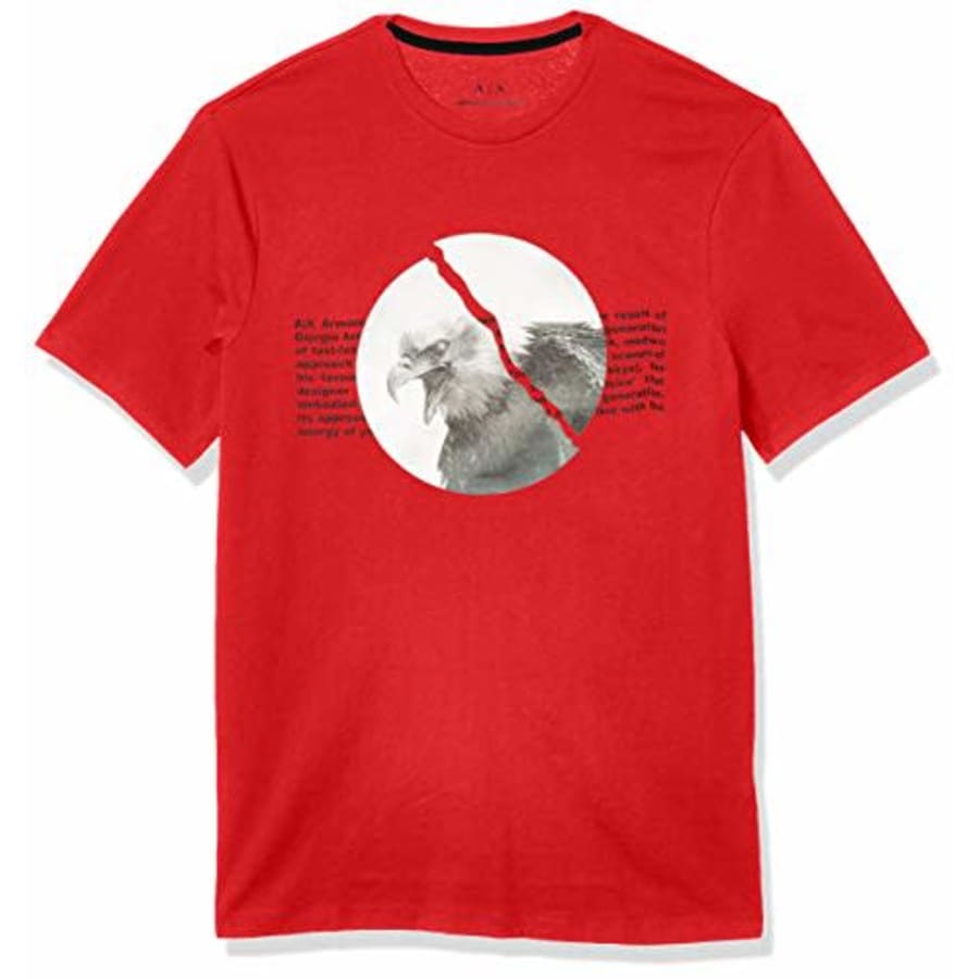 A|X Armani Exchange Men's Crew Neck Short Sleeve T-Shirt with Bird Picture in a Circle, Absolute for $47