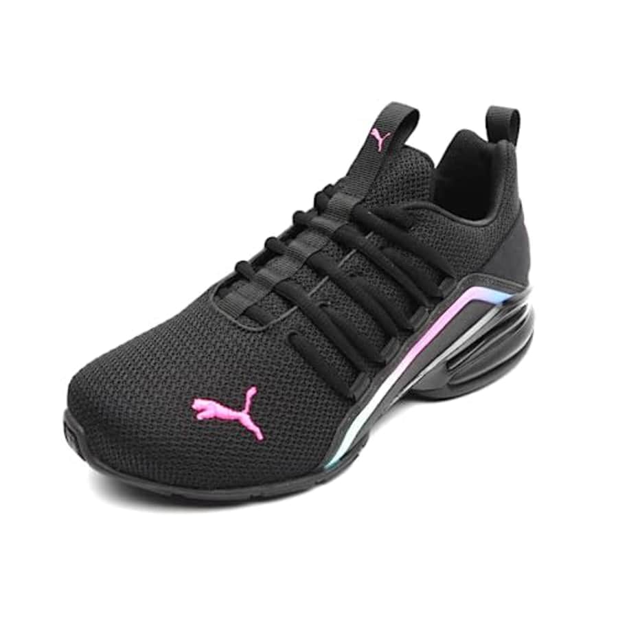 PUMA Women's AXELION MESH FADE Cross Training Sneaker, Puma Black-Luminous Pink, 11 for $65