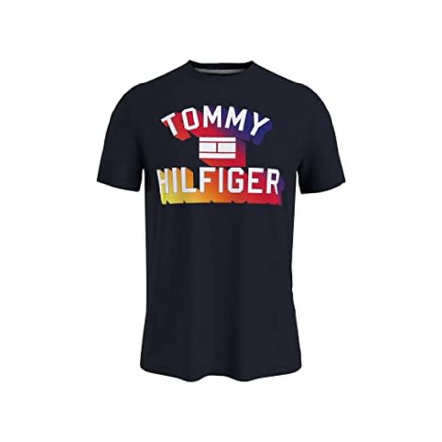 Tommy Hilfiger Men's Short Sleeve Graphic Logo T-Shirt, Sky Captain, XXL for $18