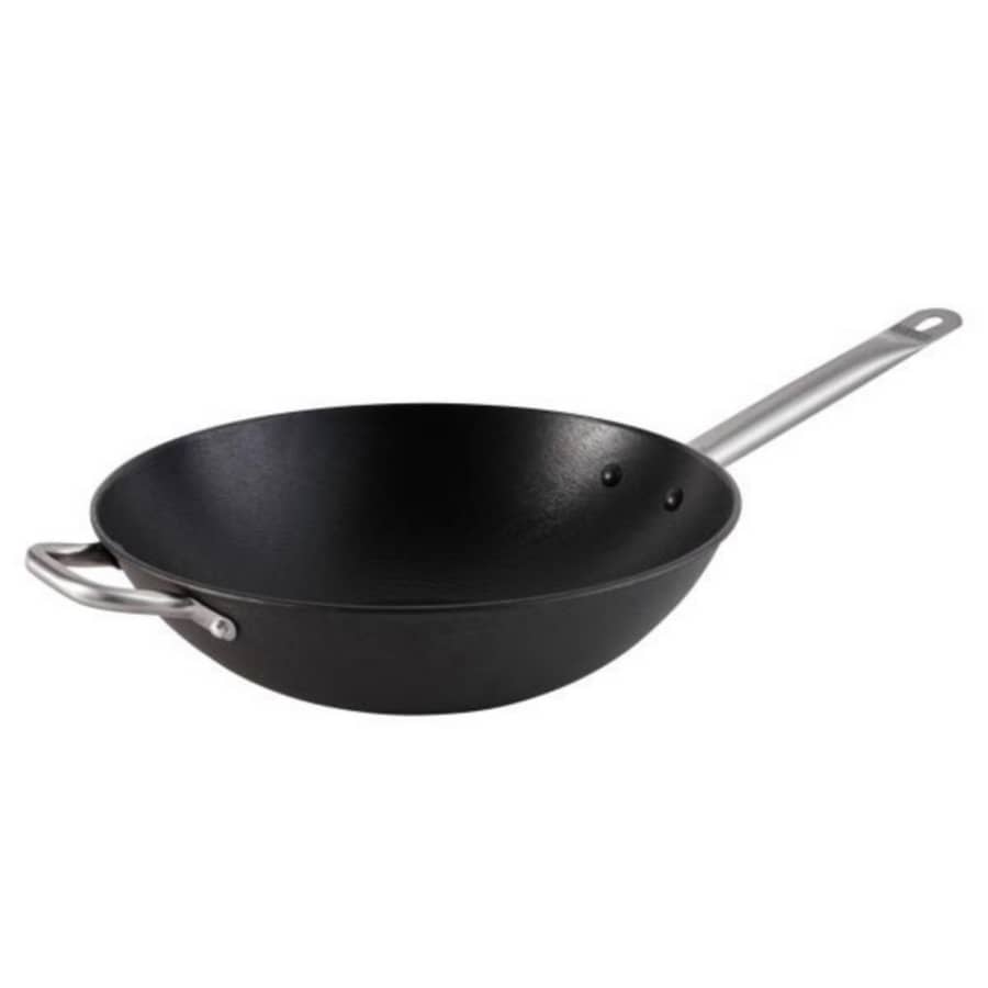 IMUSA 14" Light Cast Iron Wok with Stainless Steel Handles for $31