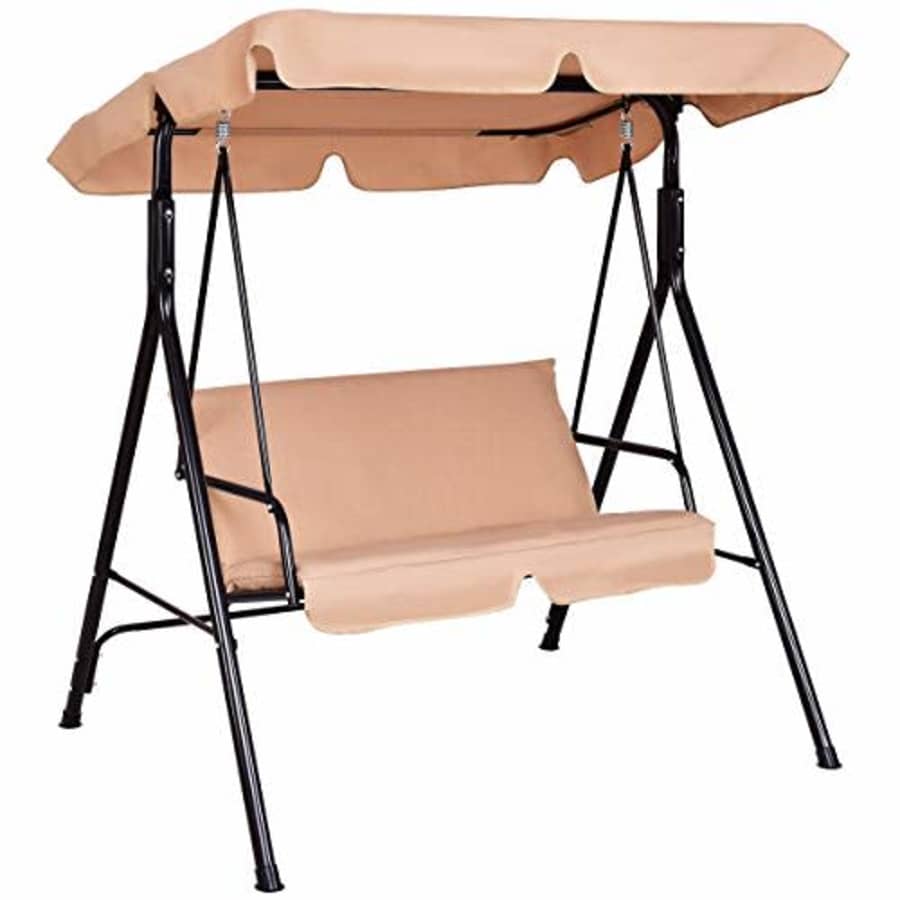Tangkula 2 Person Canopy Swing,Weather Resistant Porch Garden Backyard Lawn Loveseat Swing Chair for $108