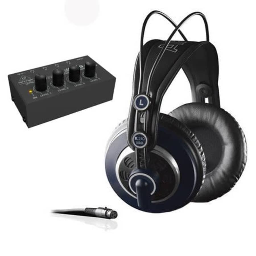 AKG K 240 MK II Professional Semi-Open Stereo Headphones with Behringer HA-400 Headphone Amplifier for $205