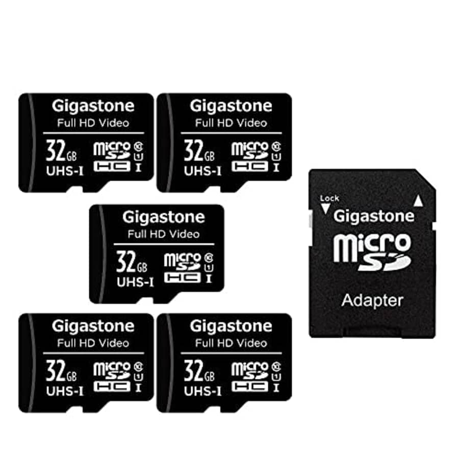 Gigastone 32GB 5-Pack Micro SD Card, Full HD Video, Surveillance Security Cam Action Camera Drone, for $45