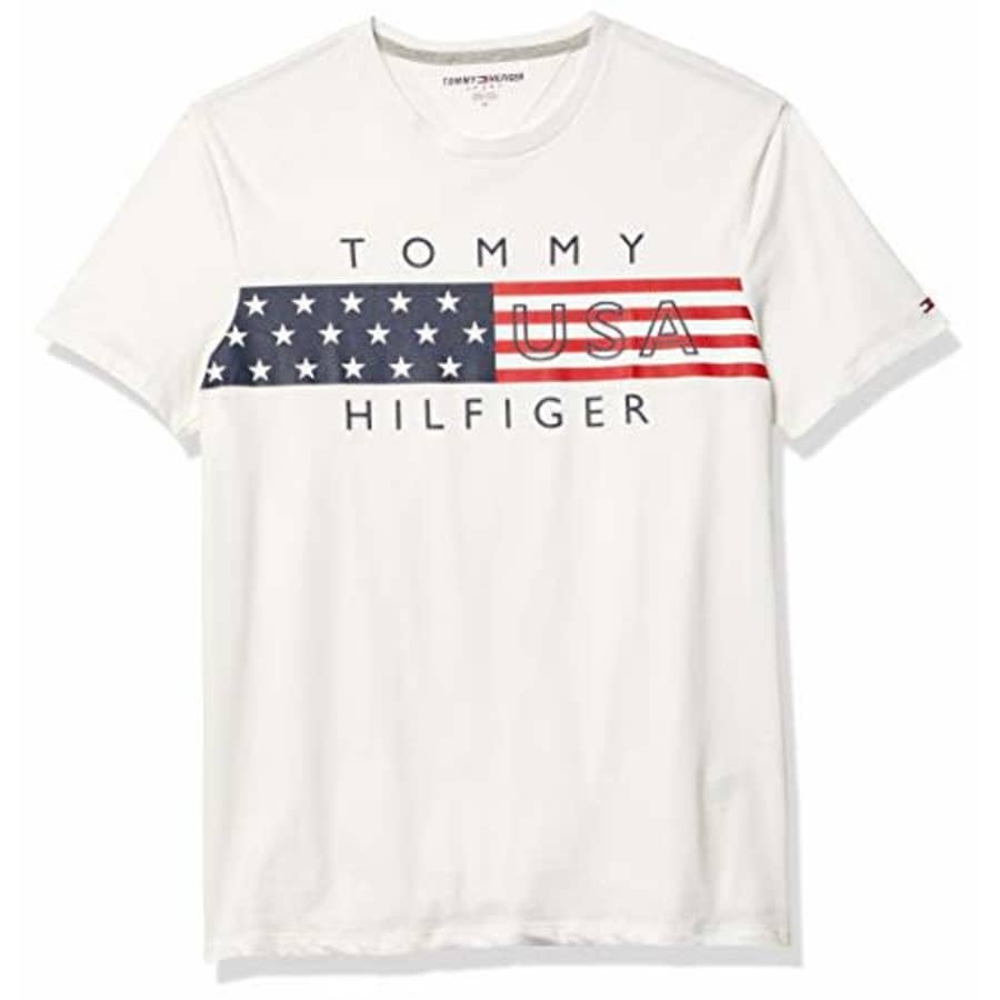 Tommy Hilfiger Men's Olympic Short Sleeve T Shirt, Flag White, MD for $32