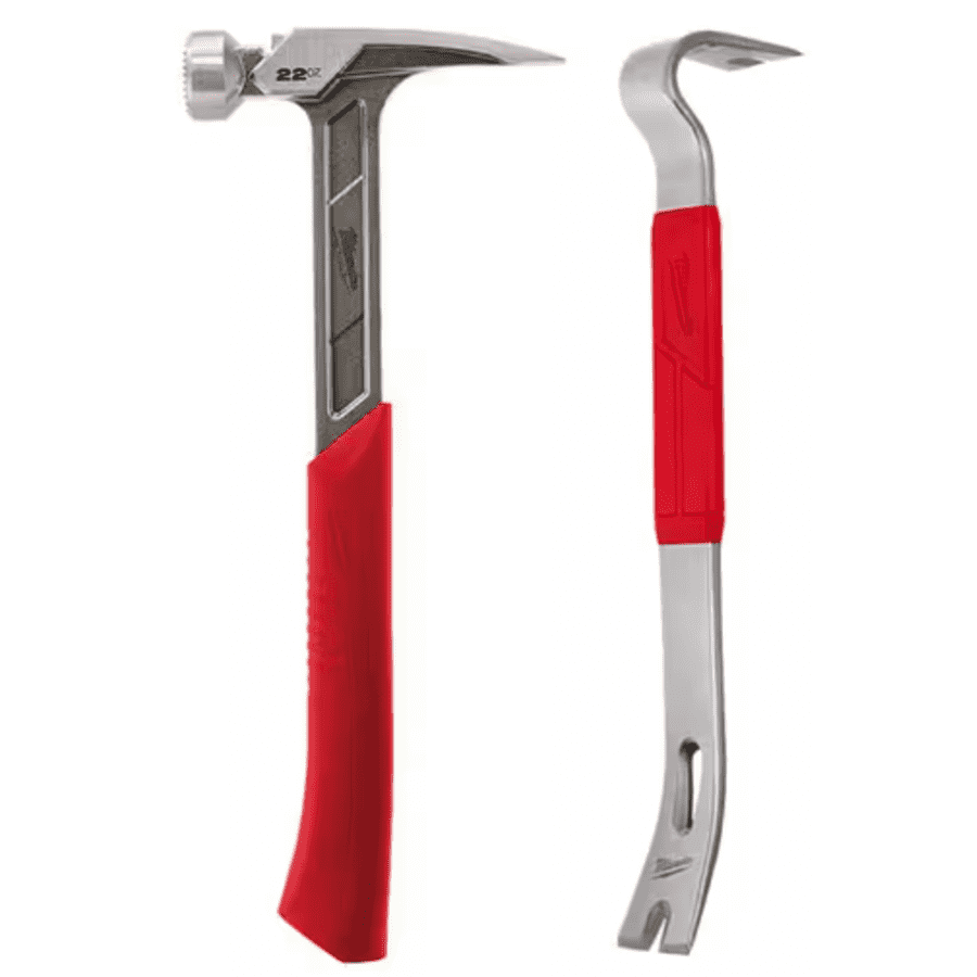 Milwaukee 22-oz. Milled Face Framing Hammer with 15" Pry Bar for $30