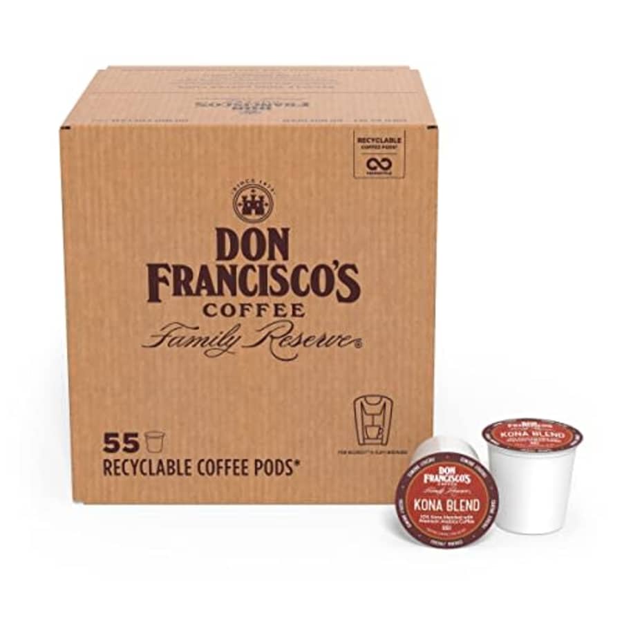 Don Francisco's Kona Blend Medium Roast Coffee Pods - 55 Count - Recyclable Single-Serve Coffee for $26 Don Francisco's Kona Blend Medium Roast Coffee Pods - 55 Count - Recyclable Single-Serve Coffee for $26