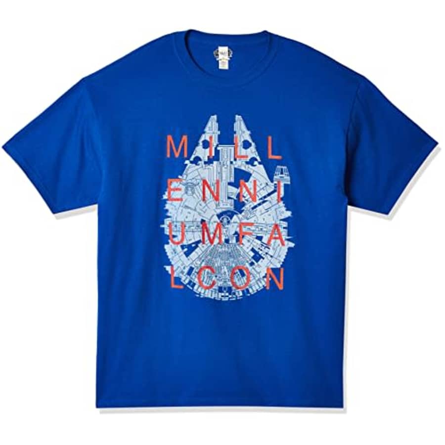 Star Wars Men's Millenium Falcon Letter Grid T-Shirt, Royal Blue, Medium for $8
