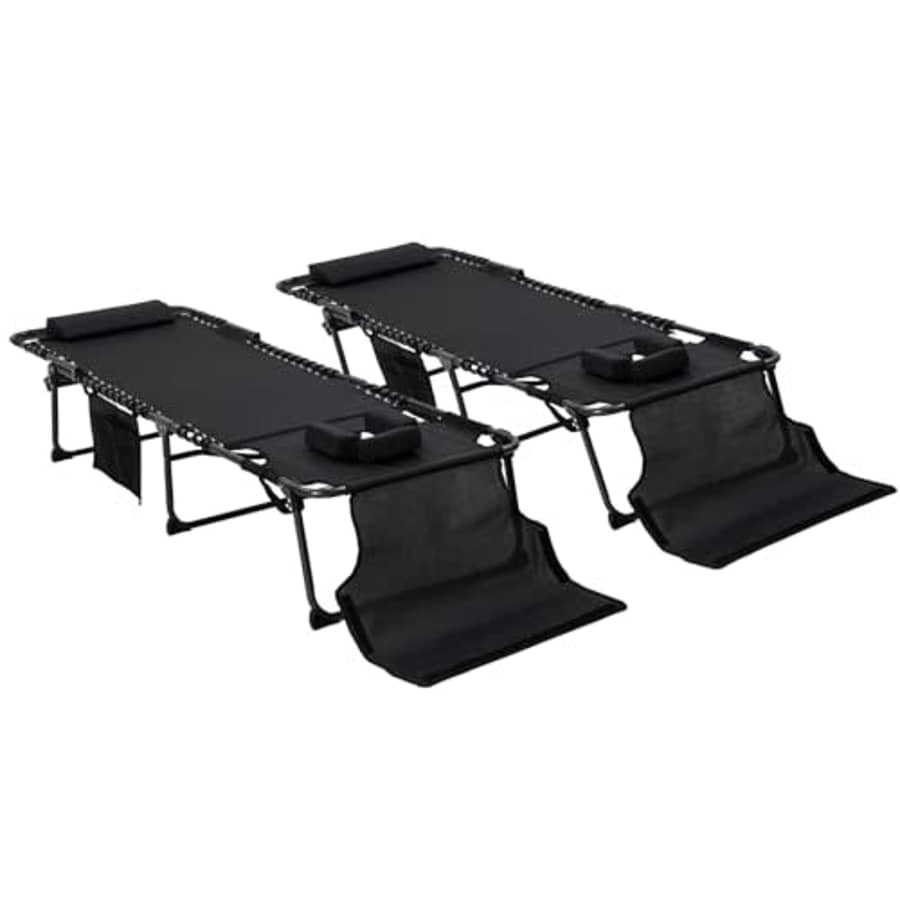 Outsunny 2 Piece Folding Chaise Lounge with 5-level Reclining Back, Outdoor Tanning Chair with for $140 Outsunny 2 Piece Folding Chaise Lounge with 5-level Reclining Back, Outdoor Tanning Chair with for $140