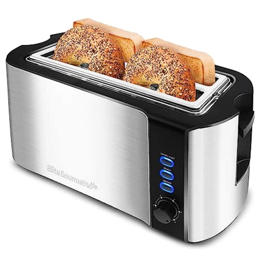 Maxi-Matic Elite Gourmet ECT-3100 Long Slot 4 Slice Toaster, Reheat, 6 Toast Settings, Defrost, Cancel for $35