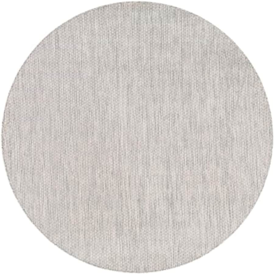 Unique Loom Outdoor Solid Collection Area Rug (6' 1" Round Light Gray/Ivory) for $55 Unique Loom Outdoor Solid Collection Area Rug (6' 1" Round Light Gray/Ivory) for $55
